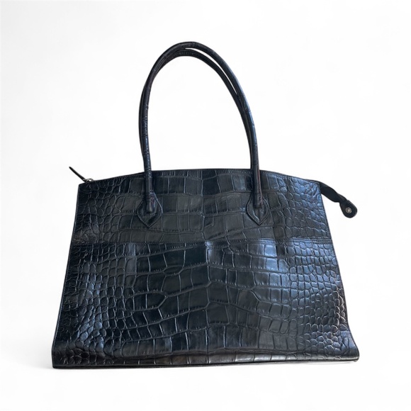 Michael Rome ITALY Designs Croco-Embossed Leather Purse Black - Picture 1 of 9